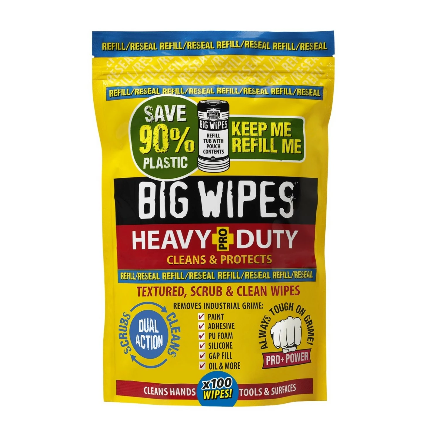 Big Wipes Heavy Duty Pro - 100stk + Refill Pouch-image