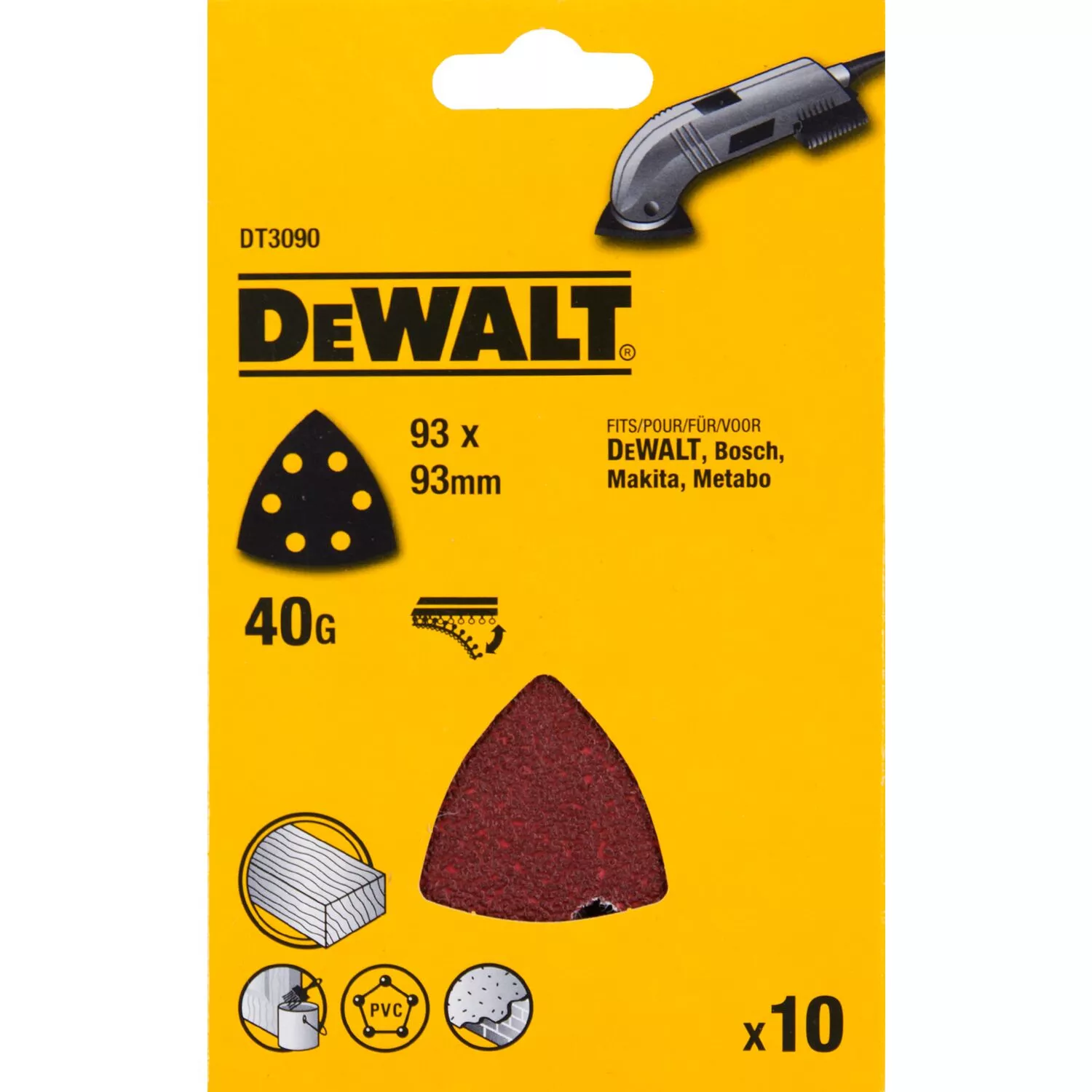 DeWALT DT3090 deltaschuurpapier - K40 - 93mm (10st)-image