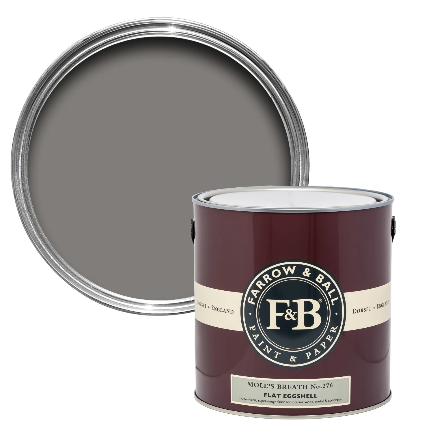 Farrow & Ball Flat Eggshell Mole's Breath No.276 - 5L-image