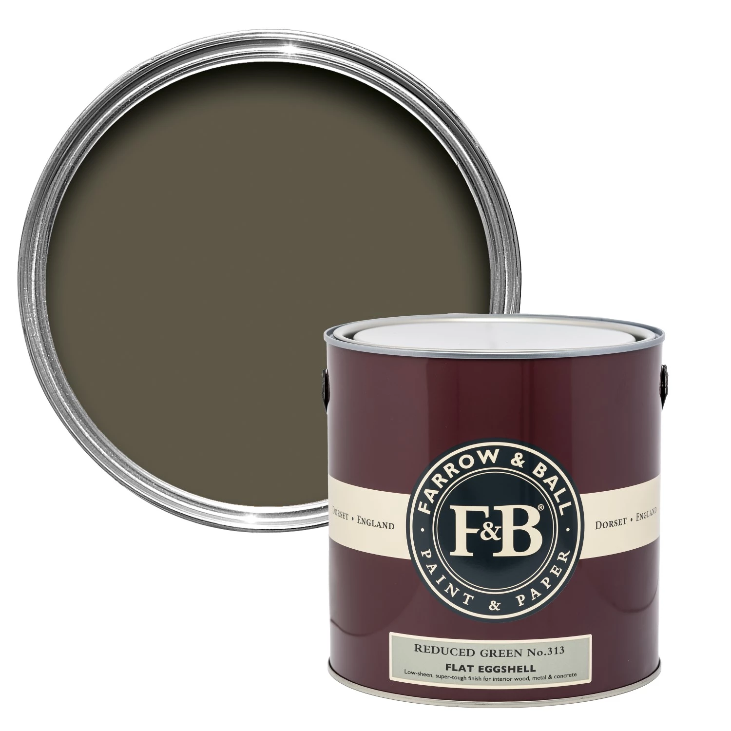 Farrow & Ball Flat Eggshell Reduced Green No.313 - 5L-image