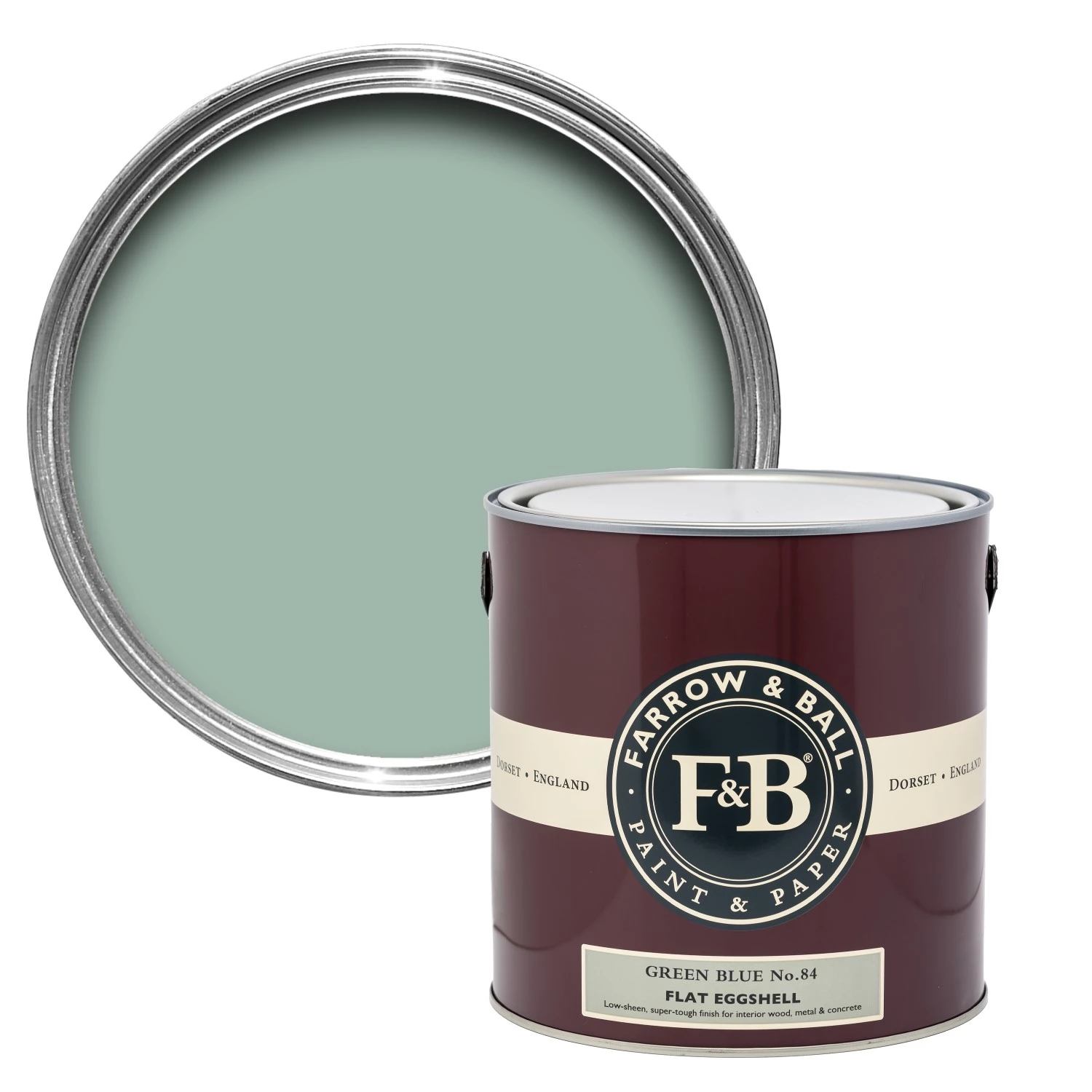 Farrow & Ball Flat Eggshell Green Blue No.84 - 5L-image