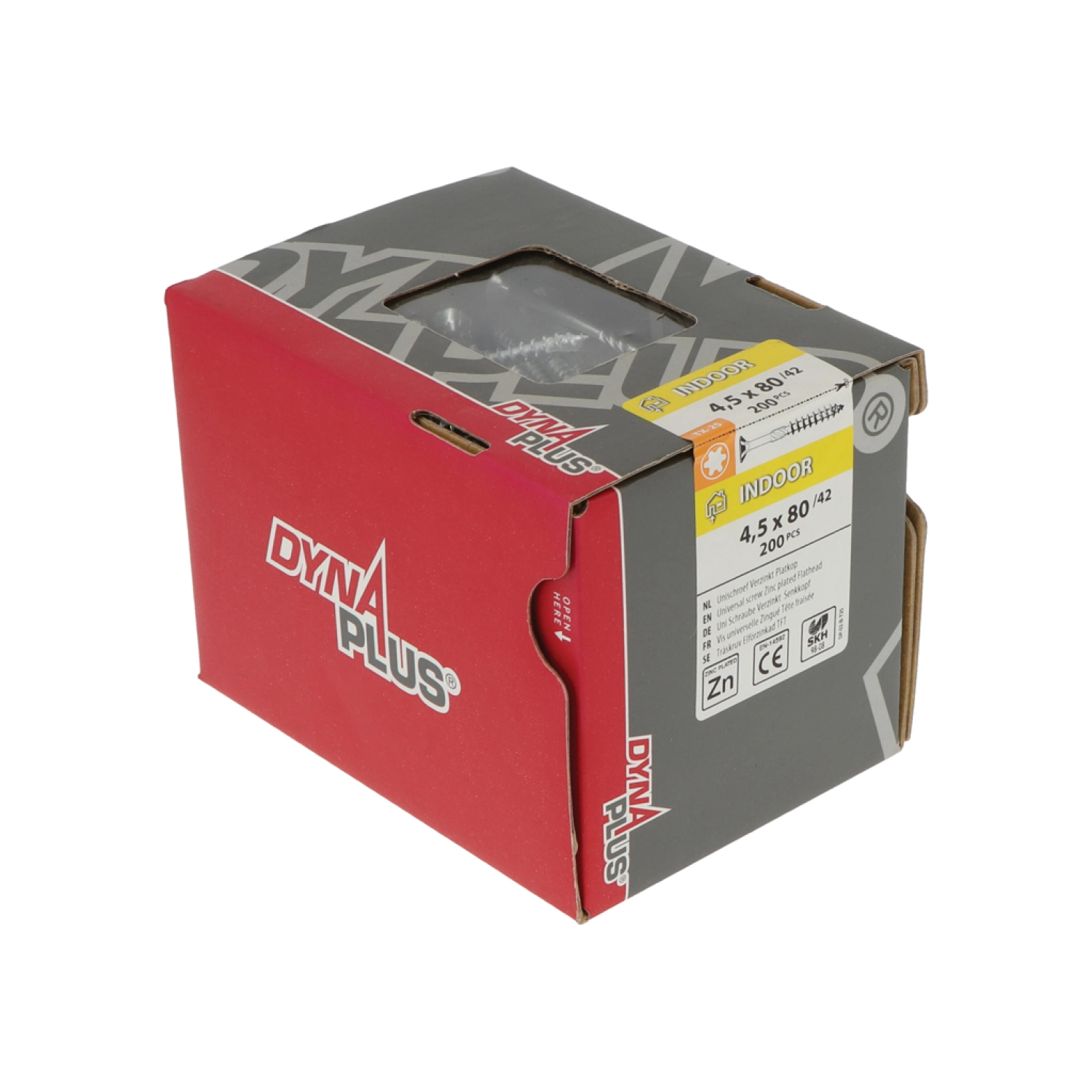DynaPlus 0281.01.34401 Unischroef - TX25 - 4.5 x 80/42mm - Platkop - Deeldraad - Verzinkt (200st)-image