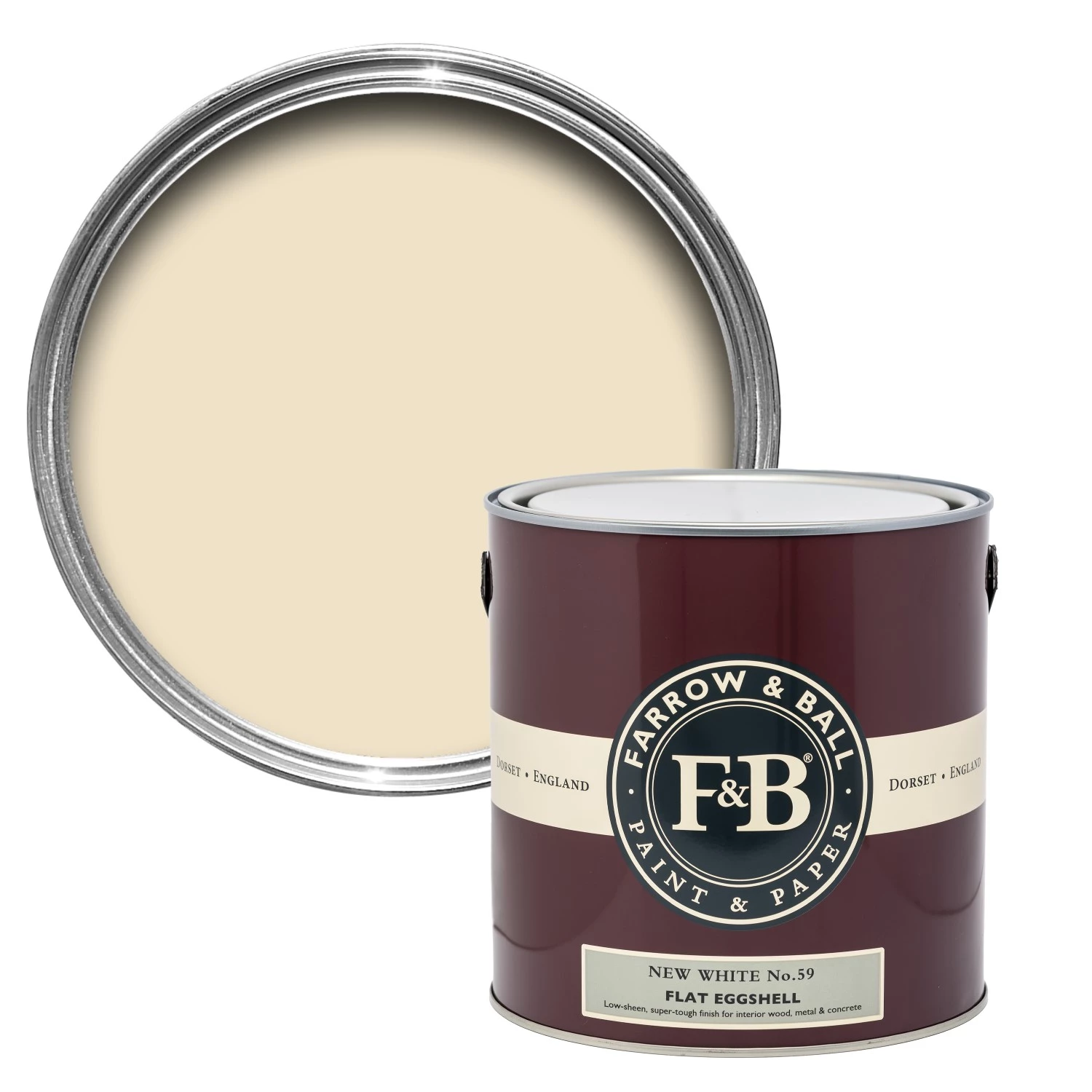 Farrow & Ball Flat Eggshell New White No.59 - 5L-image