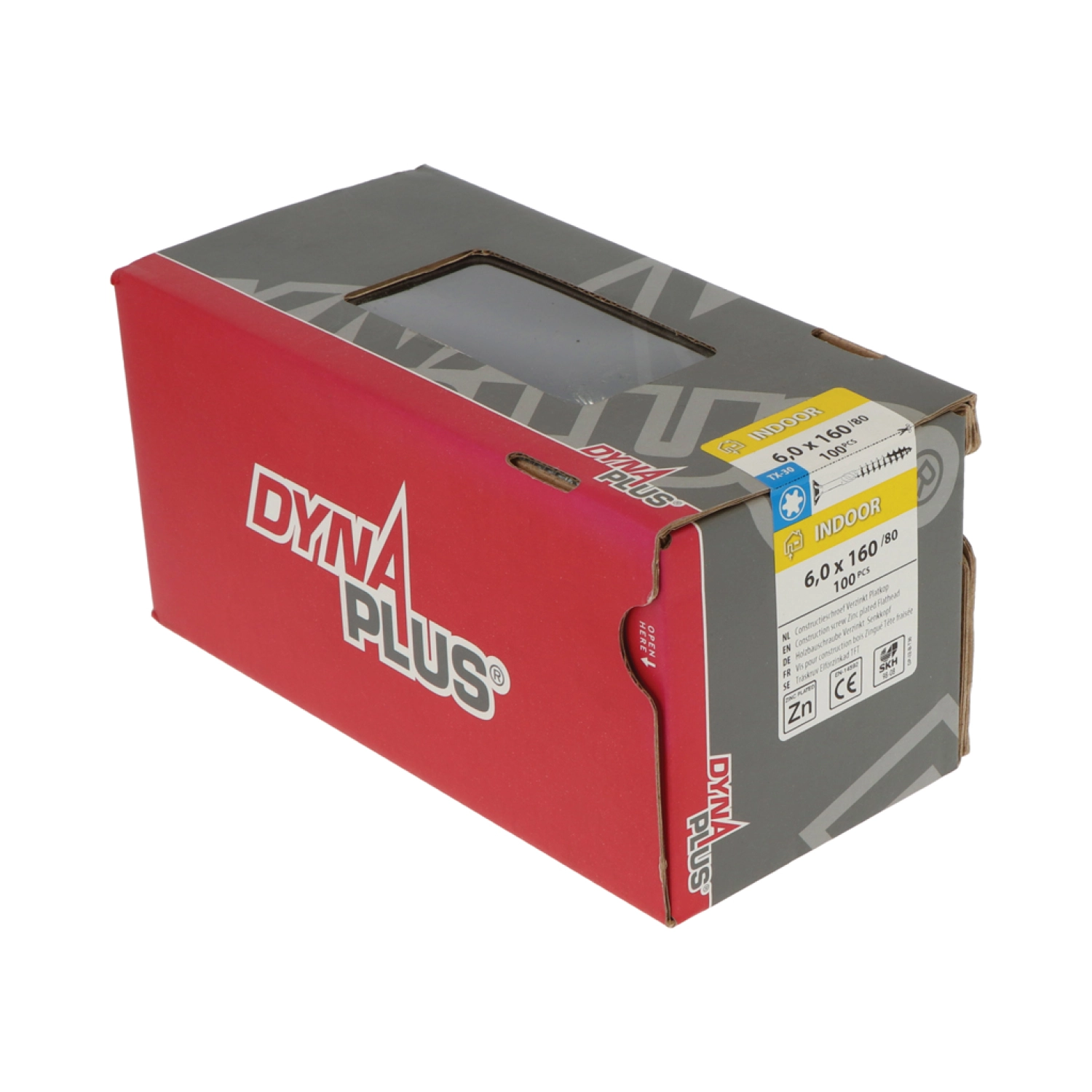DynaPlus 0281.01.51201 Constructieschroef - TX30 - 6.0 x 160/80mm - Platkop - Deeldraad - Verzinkt (100st)-image