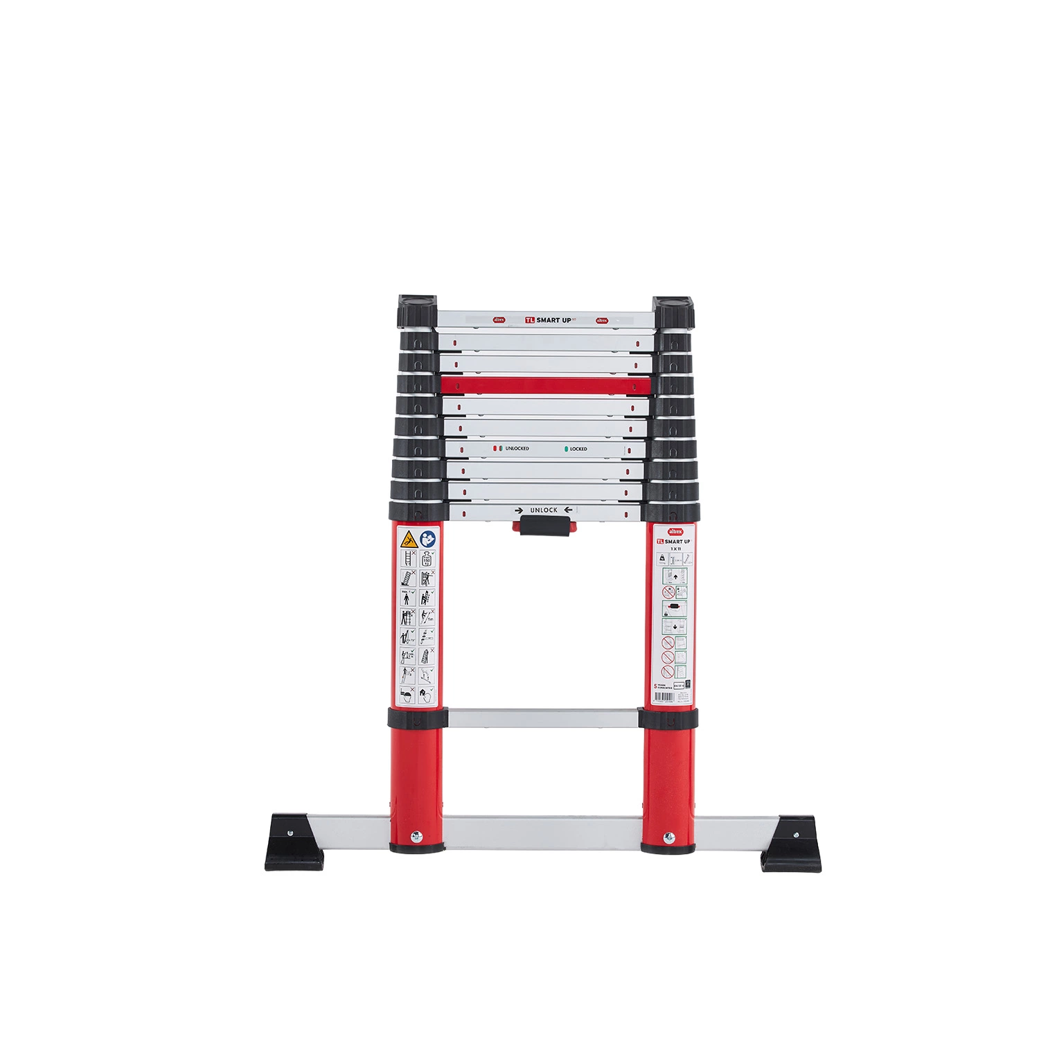 Altrex TL Smart Up Go Telescoopladder - Aluminium - 1 x 11 sporten - max. werkhoogte 4,2m - met stabiliteitsbalk