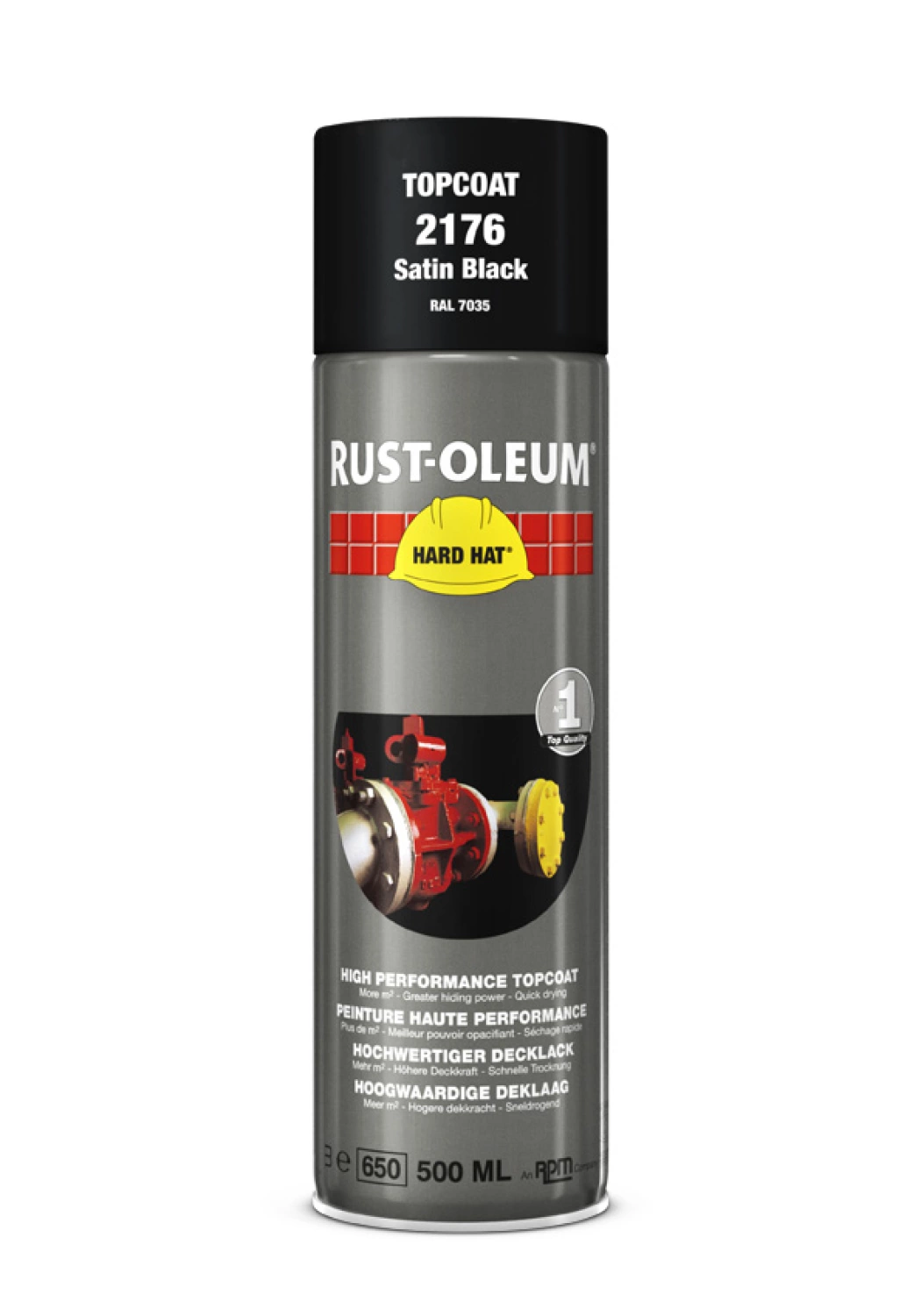 Rust-Oleum Hard Hat Topcoat Spray - zwart zijdeglans - 0,5L-image