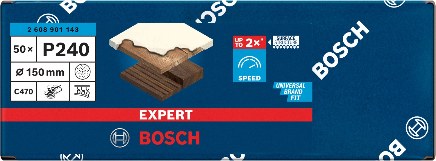 Bosch 2608901143 EXPERT Schuurvel C470 Best for Wood and Paint - 150mm - K240 - multiperforatie (50st)-image
