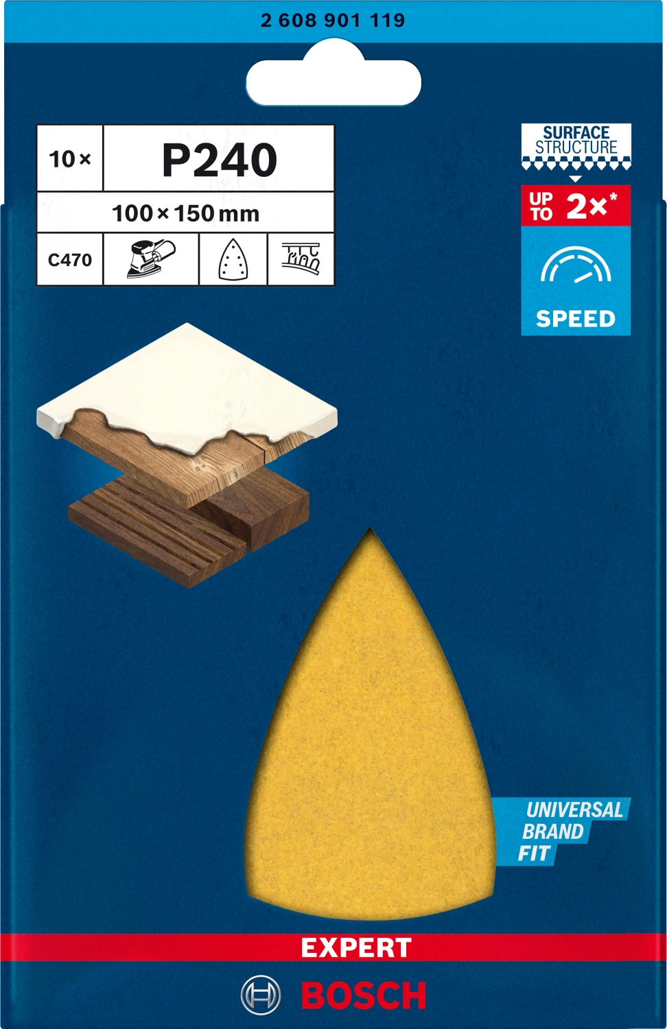 Bosch 2608901119 EXPERT Schuurvel C470 Best for Wood and Paint - 100 x 150mm - K240 - 7 gaten - 10st-image