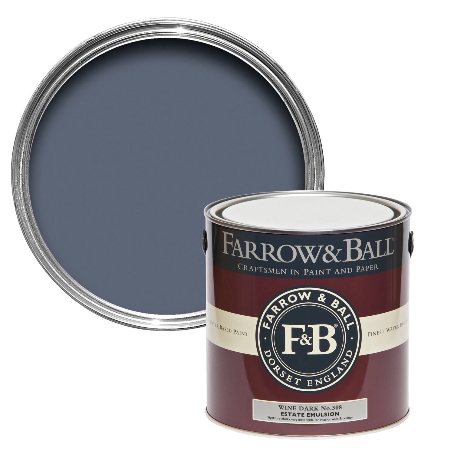 Farrow & Ball Flat Eggshell Wine Dark No.308 - 2,5L-image