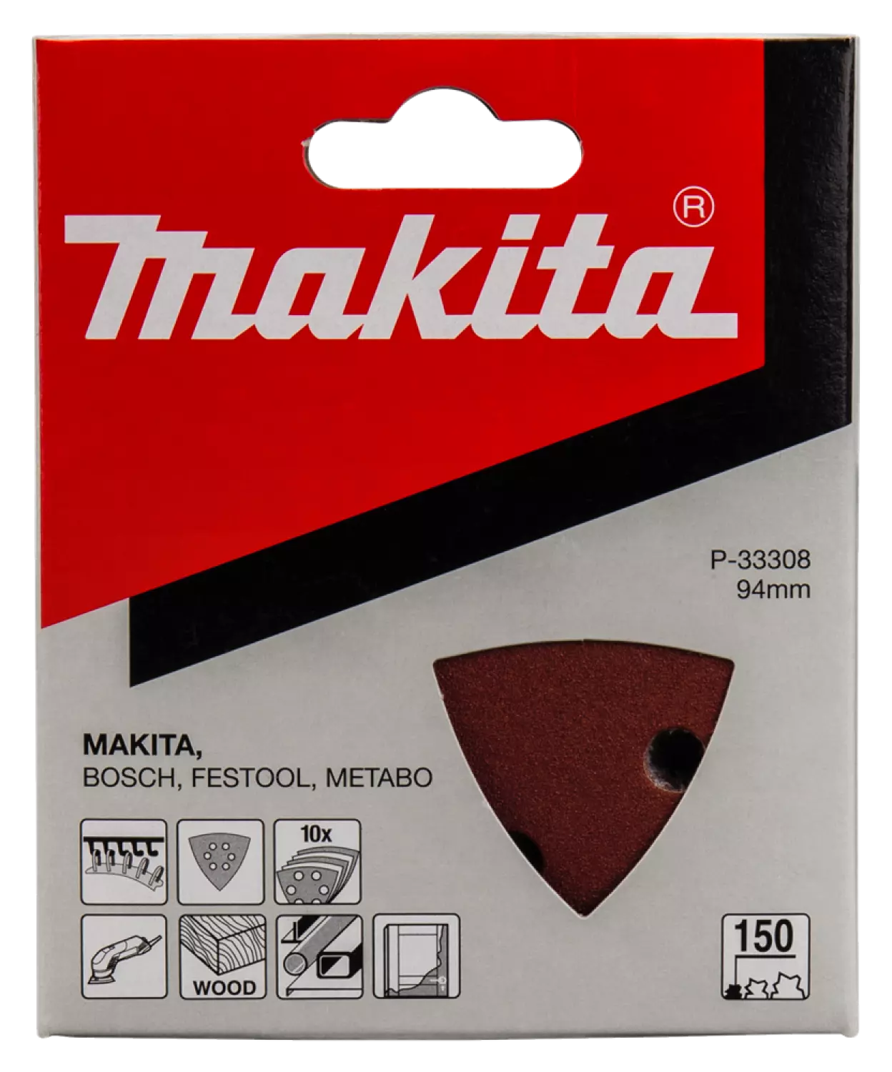Makita P-33308 Deltaschuurvel Red - K150 - 94x94x94mm (10st)-image
