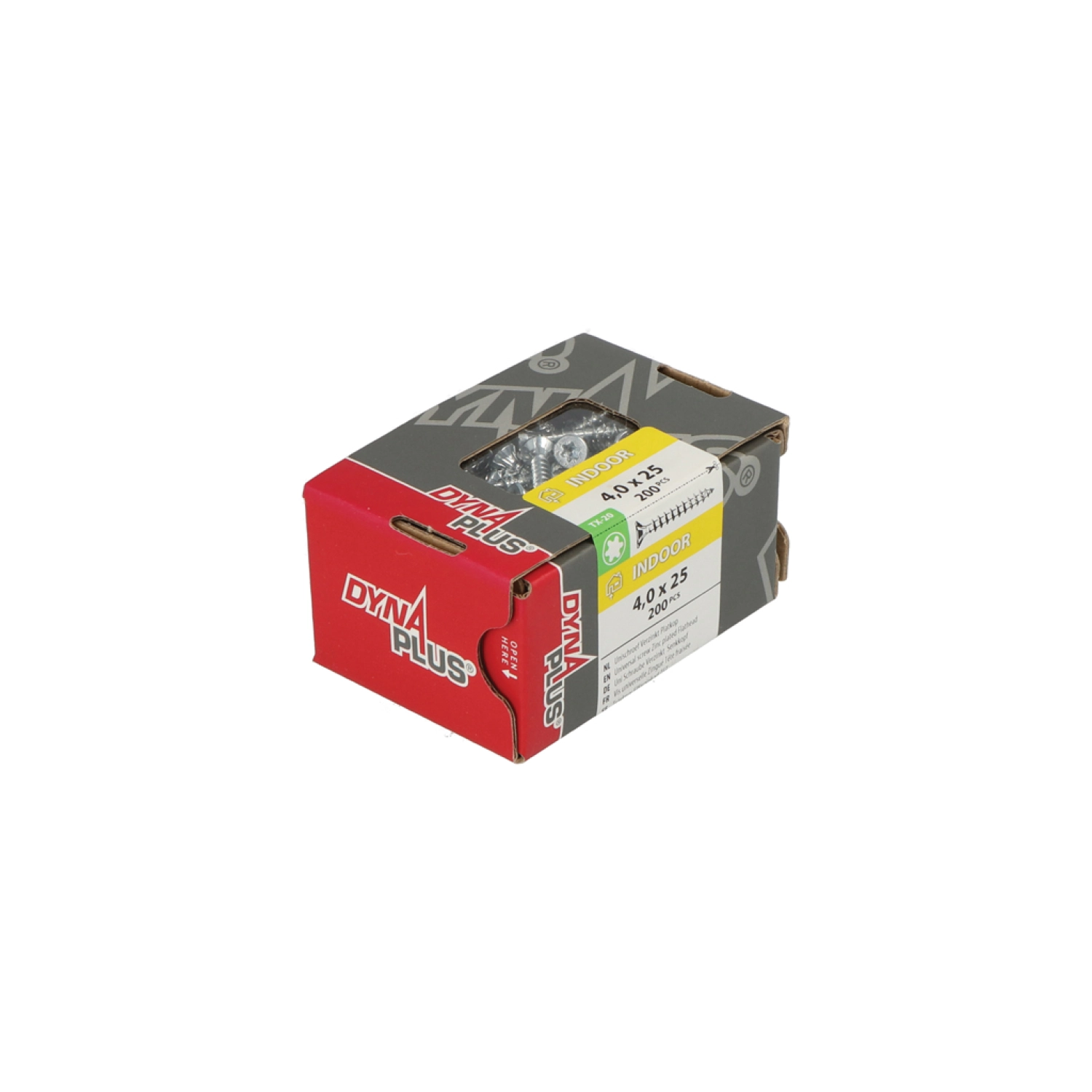 DynaPlus 0281.01.25101 Unischroef - TX20 - 4.0 x 25mm - Platkop - Voldraad - Verzinkt (200st)-image