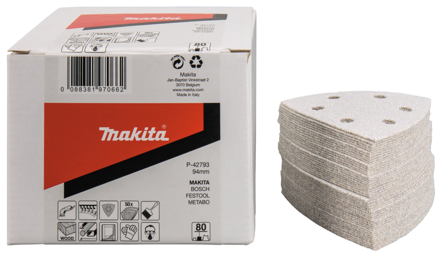 Makita P-42793 Deltaschuurvellen - 94 x K80 - Non-ferro metalen (50st)-image