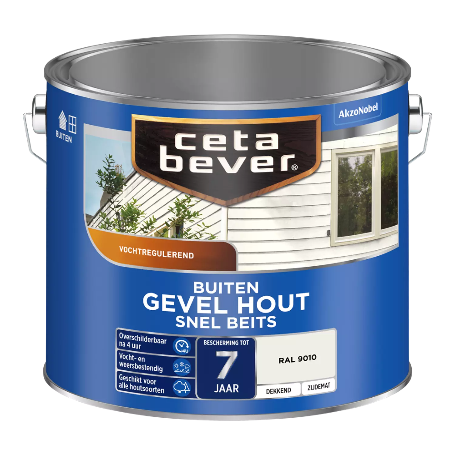 Cetabever Gevel Hout Snel Beits Dekkend - Zuiver wit - 2,5L-image