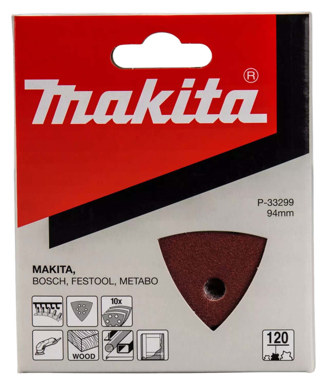Makita P-33299 Deltaschuurvel Red - K120 - 94x94x94mm (10st)-image