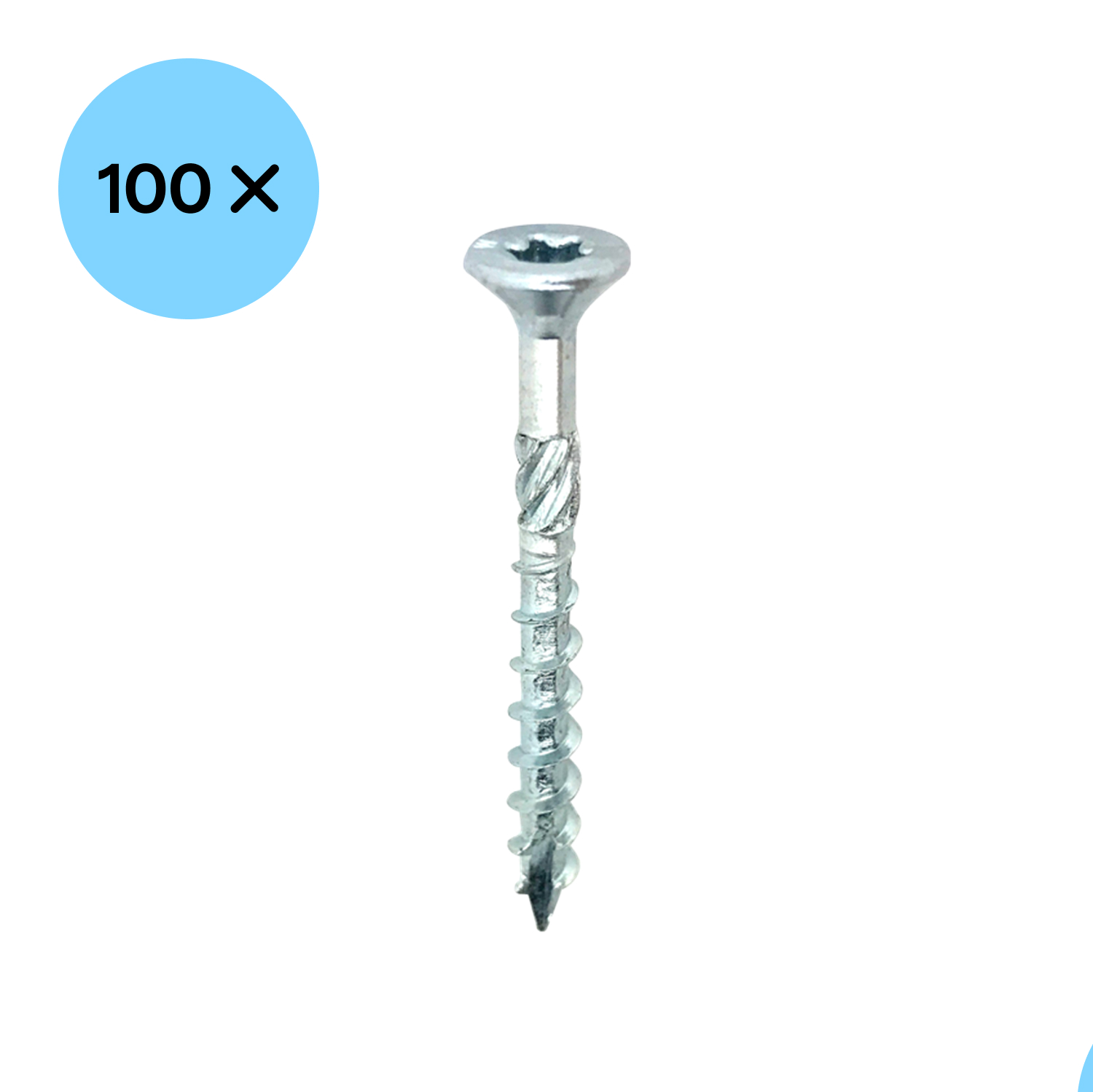 Woodies 61560551 Ultimate Spaanplaatschroef - TX30 - 6.0 x 90mm - Verzonken kop - Deeldraad - Verzinkt (100st)-image