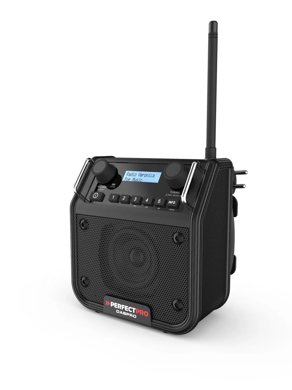 PerfectPro DABPRO2 Bouwradio - FM RDS / DAB+ - AUX-in - bluetooth - werkt op netstroom en batterij