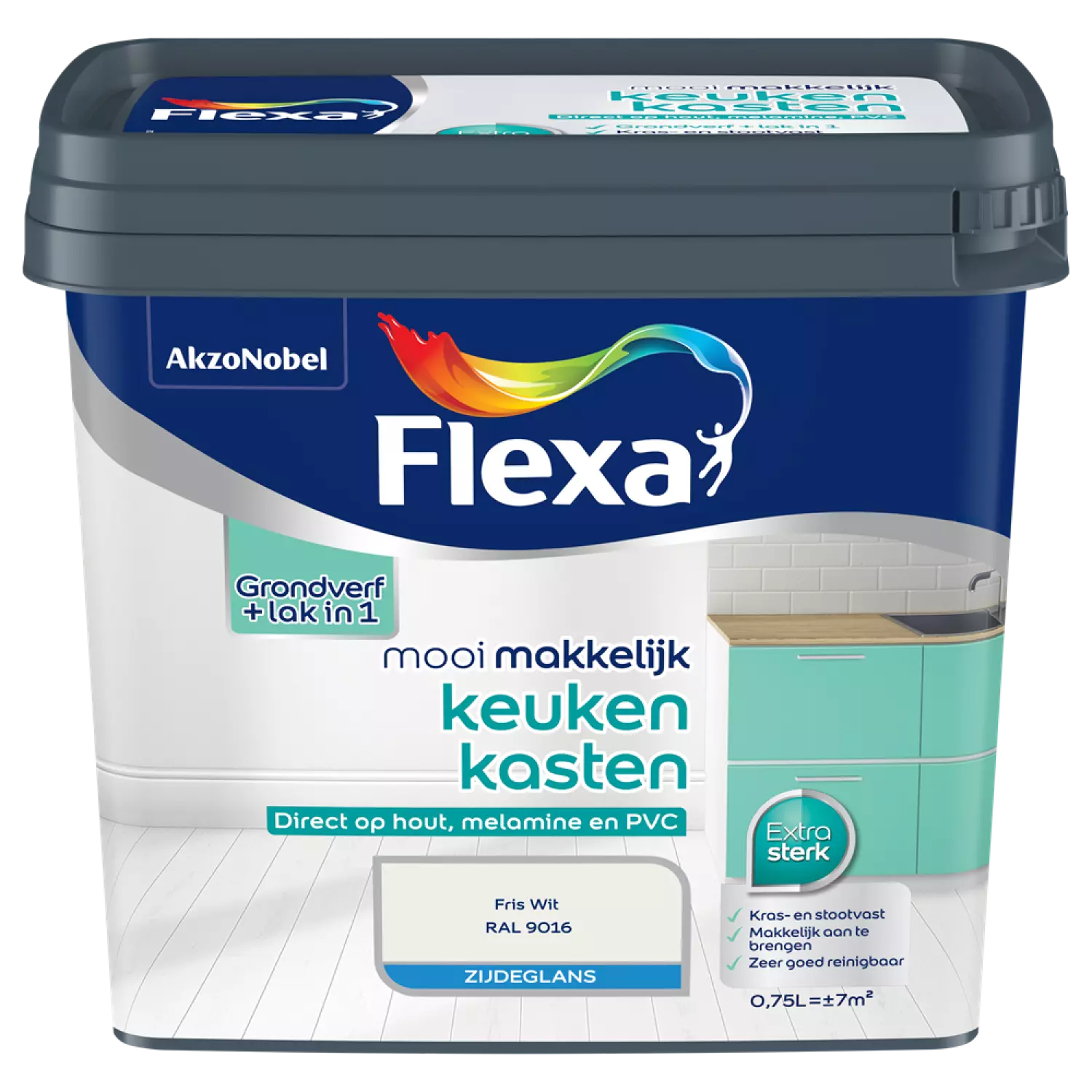 Flexa Mooi Makkelijk Keukenkasten Zijdeglans - ijswit - 0,75L-image