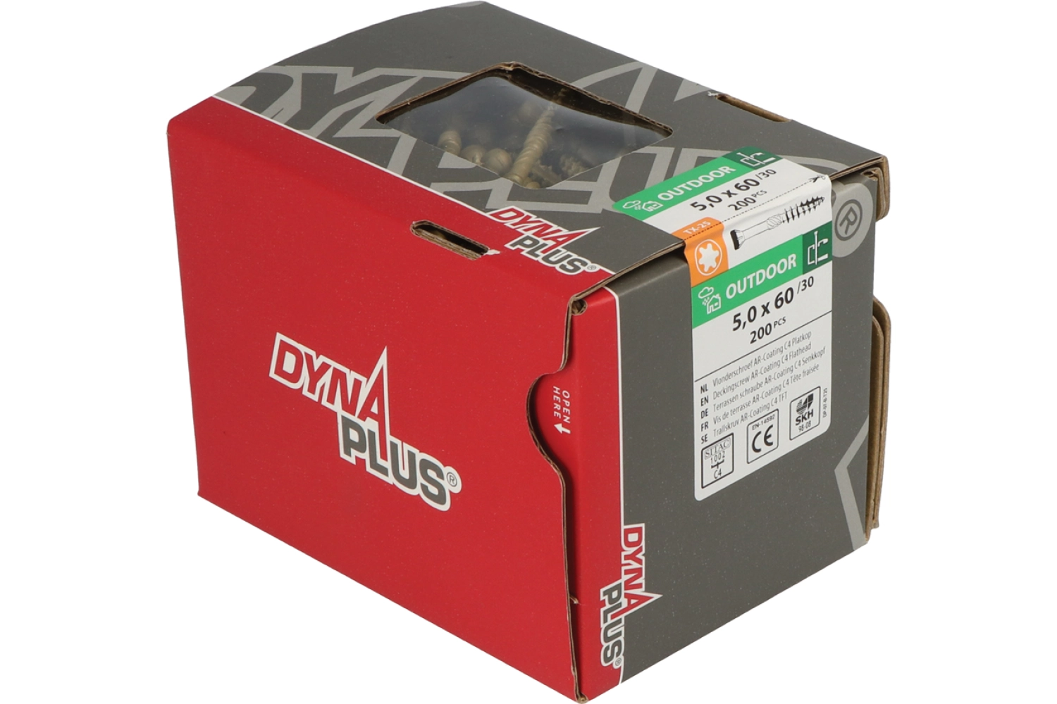 DynaPlus 0283.08.42001 Vlonderschroef - TX20 - 5.0 x 60/35mm - 60 graden Platkop - Deeldraad - Verzinkt (200st)-image