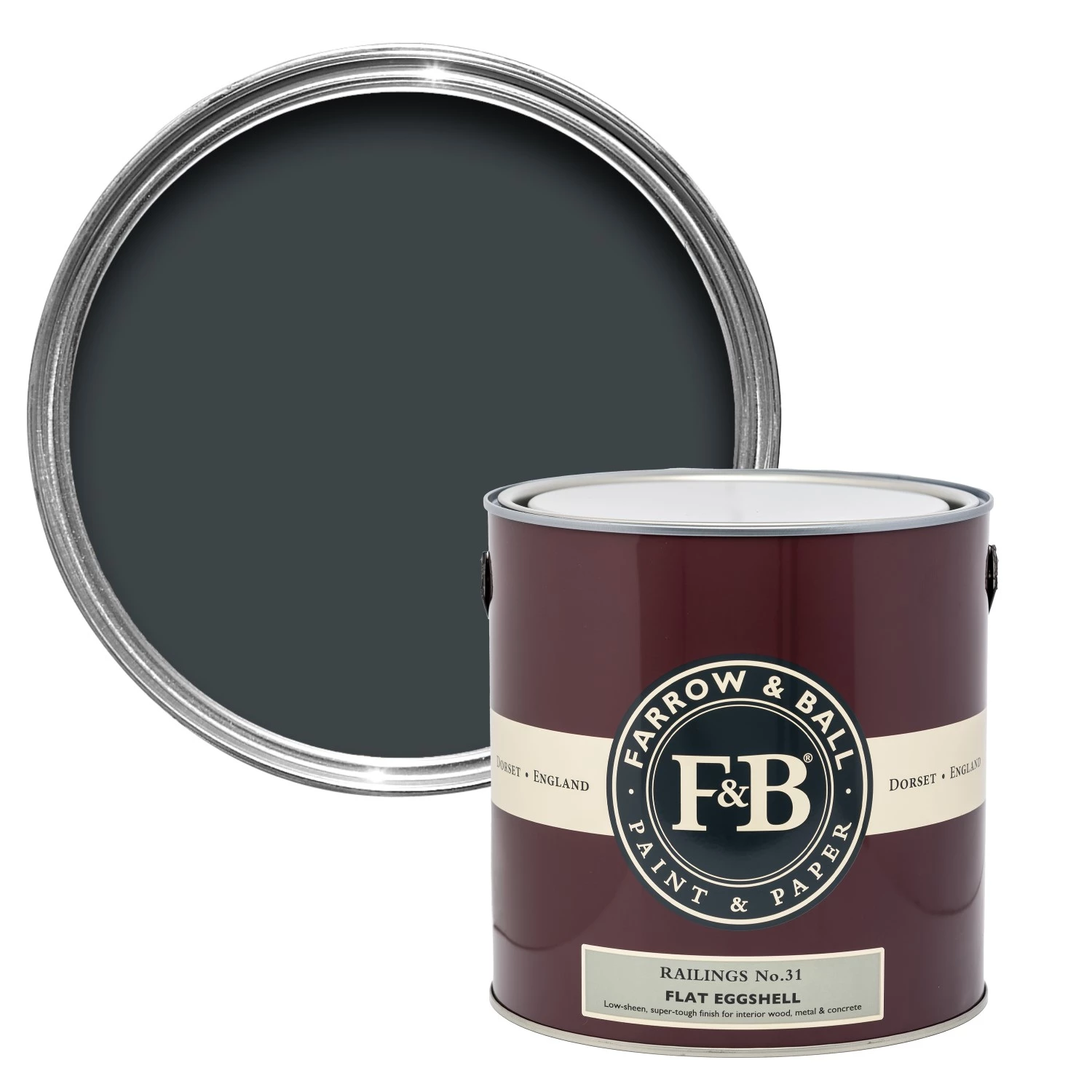 Farrow & Ball Flat Eggshell Railings No.31 - 750ml-image