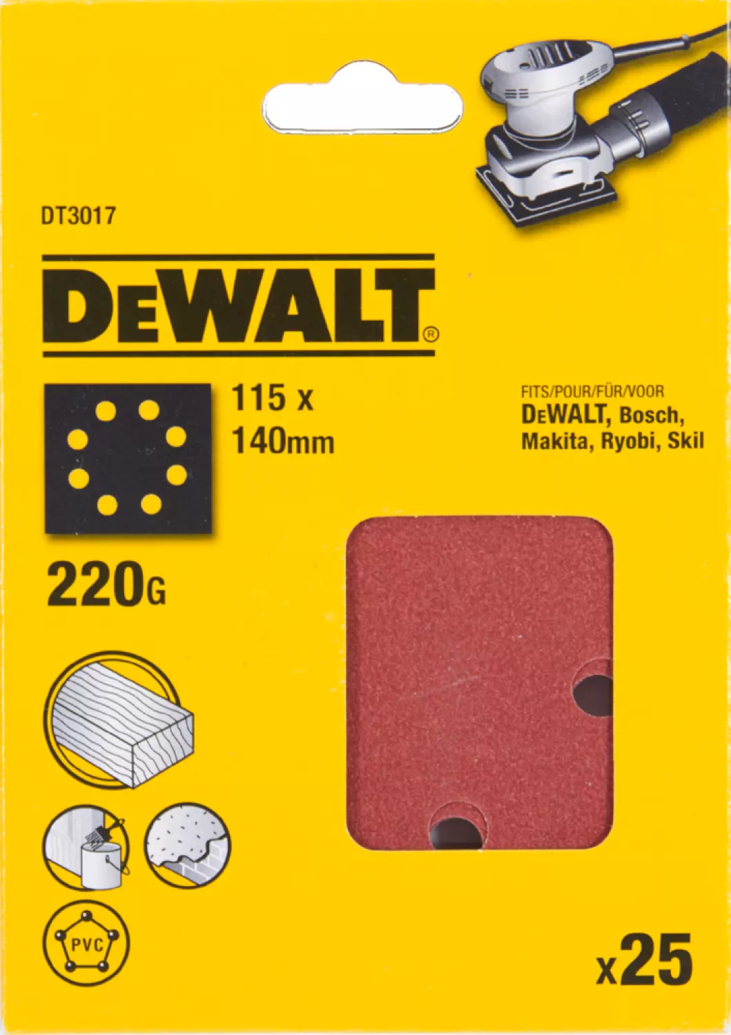 DeWALT DT3017 Vlak schuurvel - K220 - 115 x 140mm (25st)-image