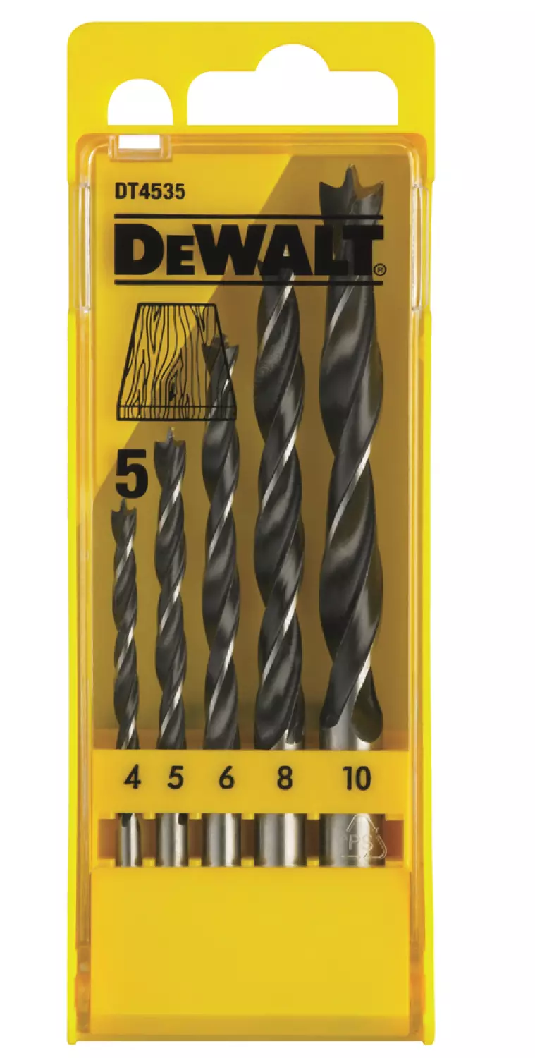 DeWALT DT4535 5-delige Houtspiraalboor set in cassette - 4-10mm-image
