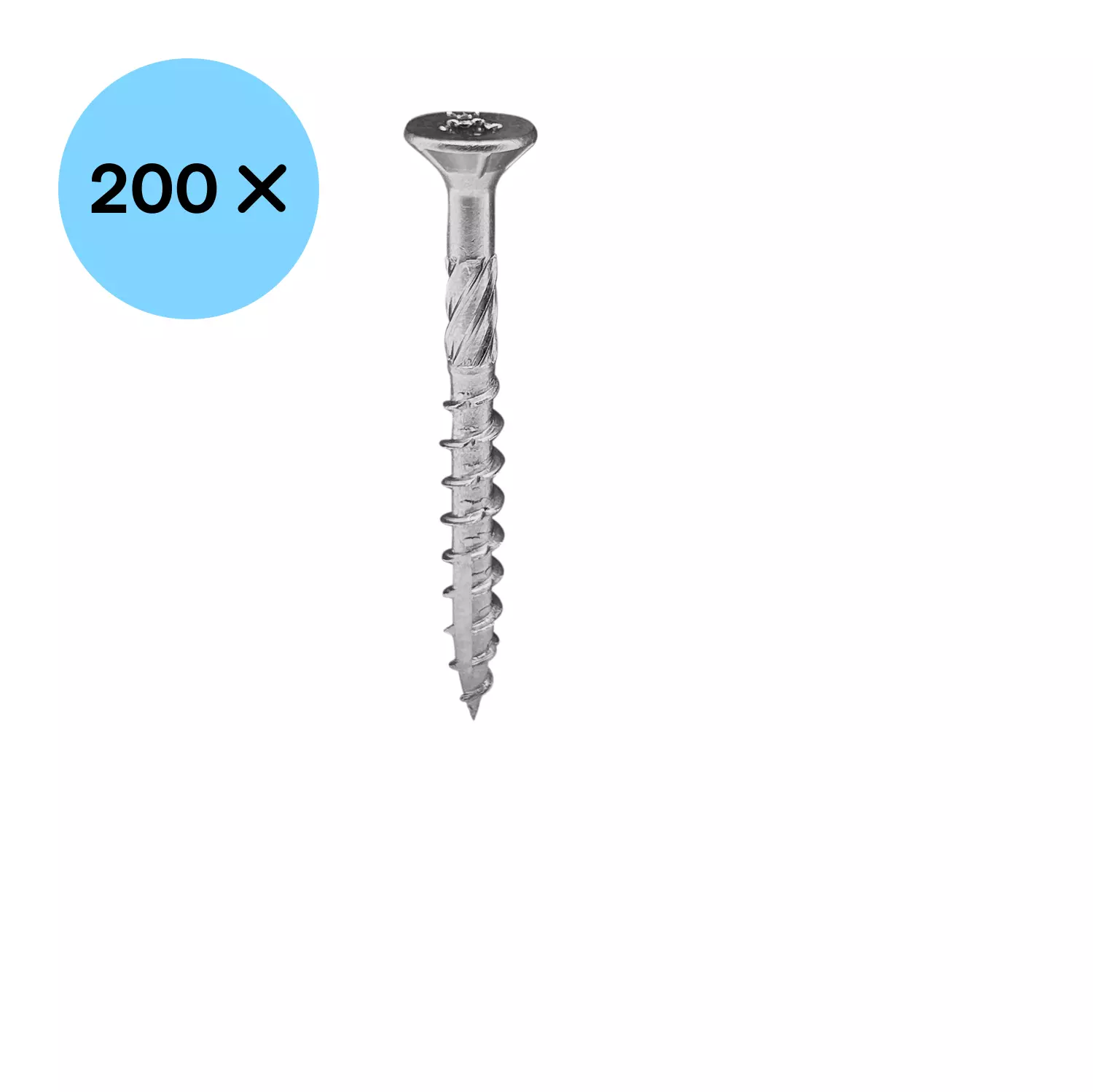 Woodies 61840312 Ultimate Spaanplaatschroef RVS - TX20 - 4.0 x 30mm - Verzonken kop - Deeldraad - Verzinkt (200st)-image