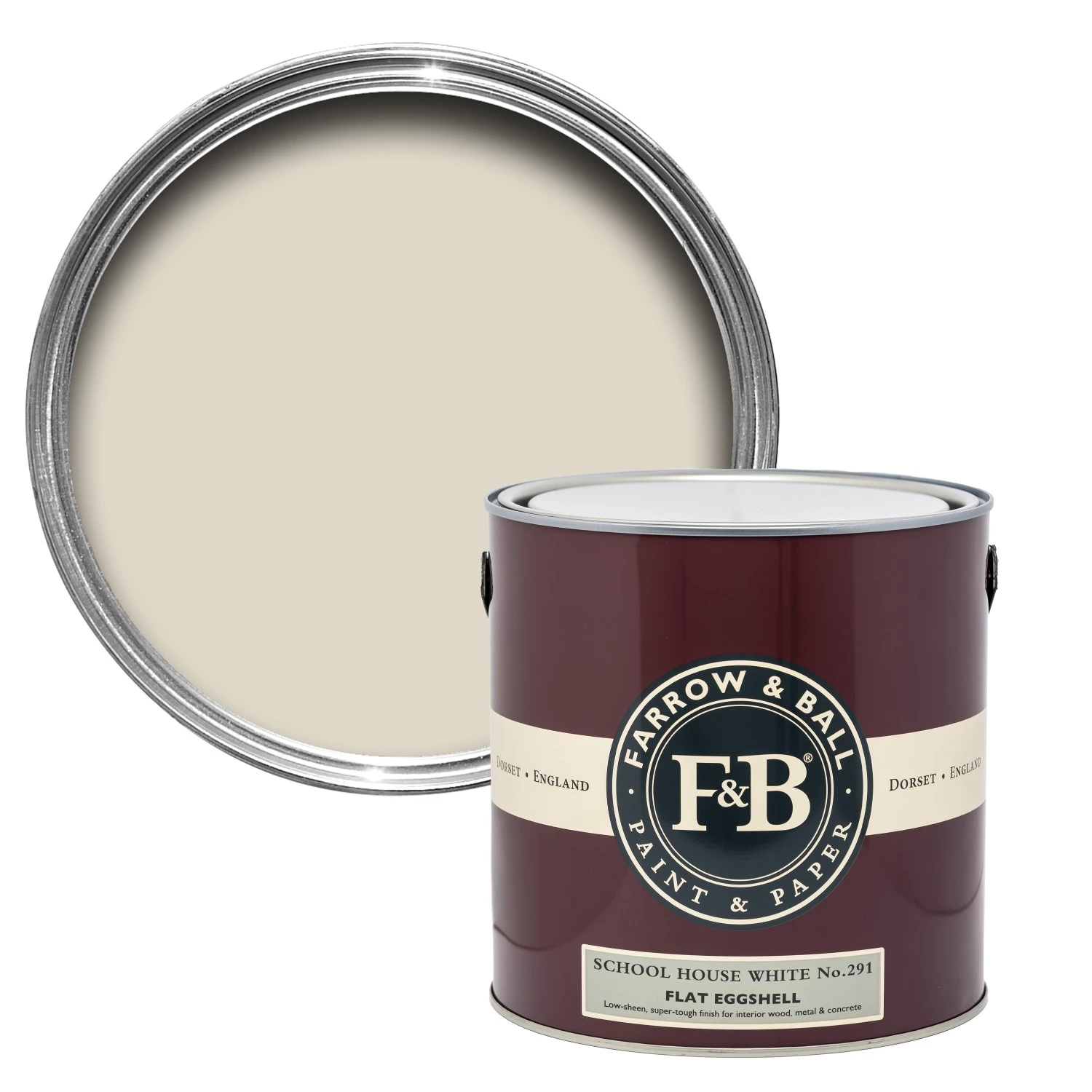 Farrow & Ball Flat Eggshell School House White No.291 - 5L-image