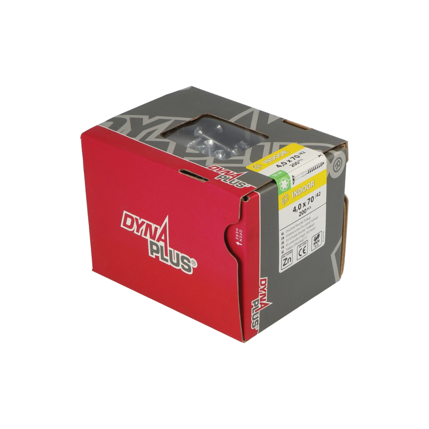 DynaPlus 0281.01.26201 Unischroef - TX20 - 4.0 x 70/42mm - Platkop - Deeldraad - Verzinkt (200st)-image