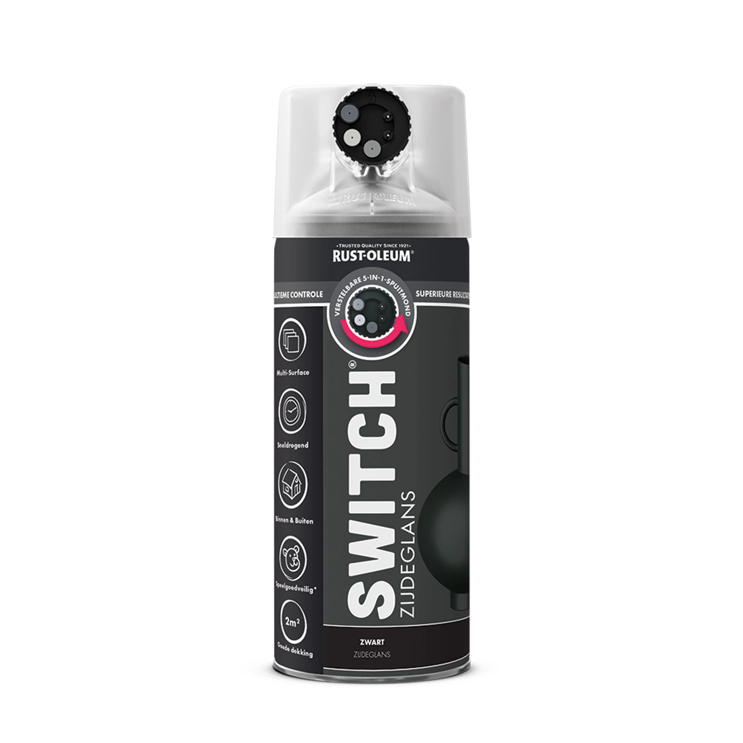 Rust-Oleum Switch Spuitlak - Zijdeglans Zwart - 400ml-image