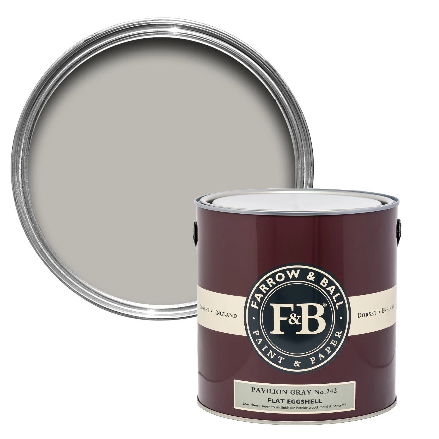 Farrow & Ball Flat Eggshell Pavilion Gray No.242 - 2,5L-image