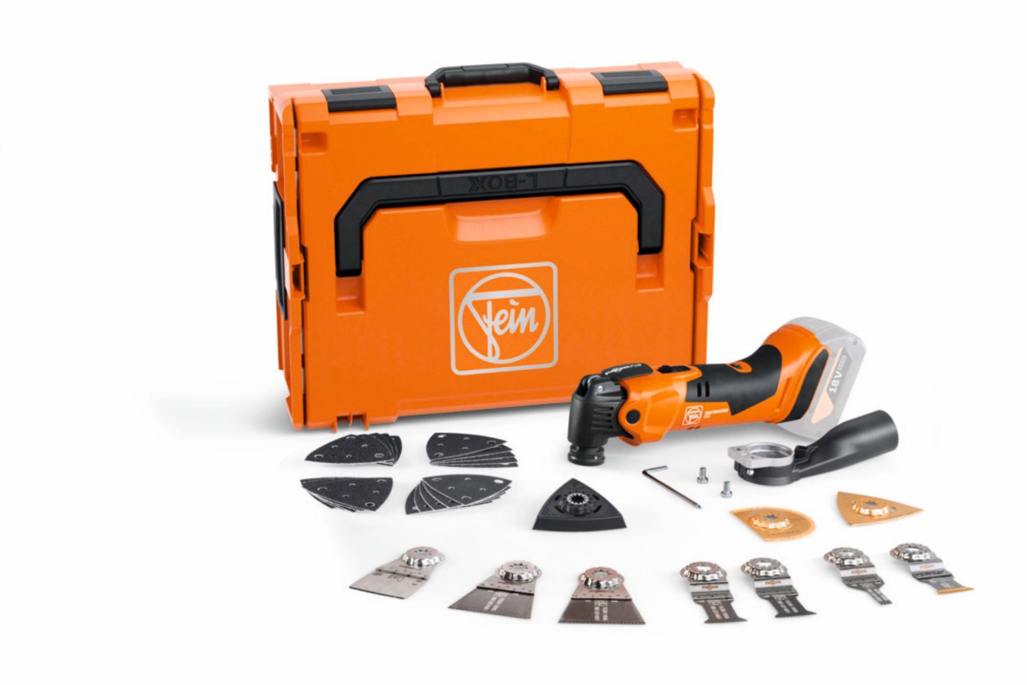 Fein AMM500 Multimaster Plus Top 18V Li-ion Accu Multitool body in L-Boxx incl. 30-Delige accessoires set-image