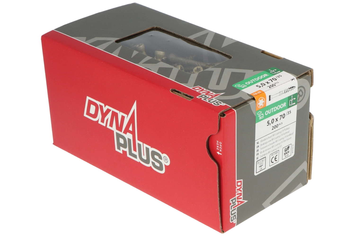 DynaPlus 0283.08.42201 Vlonderschroef - TX20 - 5.0 x 70/35mm - 60 graden Platkop - Deeldraad - Verzinkt (200st)-image