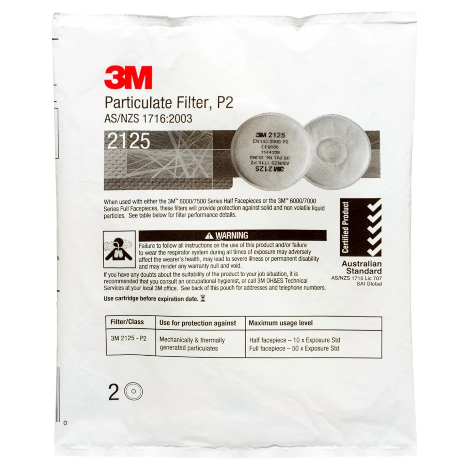 3M 2125 Deeltjesfilter - P2 R-image